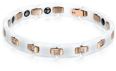 JewelryWe Schmuck Magnet Therapie Kugel Perle Perlen Edelstahl Armband Link Handgelenk Kette Silber Damen