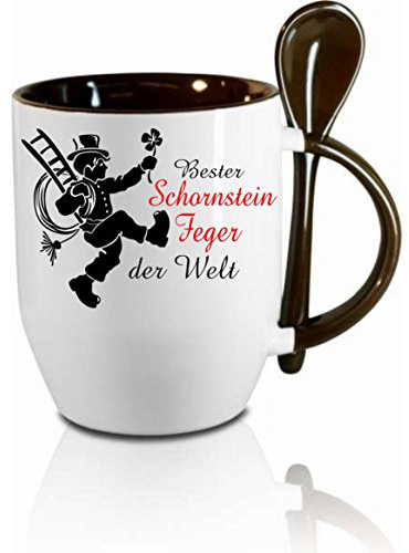 Tasse m. Löffel Bester Schornsteinfeger der Welt Löffeltasse, Kaffeetasse mit Motiv,Bürotasse, bedruckte Tasse mit Sprüchen oder Bildern - auch individuelle Gestaltung nach Kundenwunsch