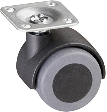 Metafranc Roulette double Ø 40 mm – Plaque de 38 x 38 mm – Roue en TPR – Surface de roulement souple – Roulement coulissant – Charge maximale 30 kg / Roulette de transport / rouleau de meuble / rouleau de conteneur / rouleau de parquet / 802200