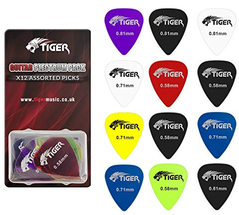 TIGER;GAC65-12;Gel;Gitarrenplektren;-;12;Gel;Gitarren-Picks,;jeweils;4;von;0.58mm,;0.71cm,;0.81cm;Stärke