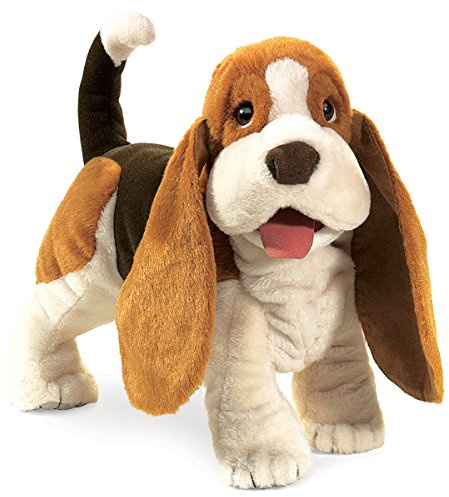 Folkmanis Basset Hound Hand Puppet , Brown, White, Black