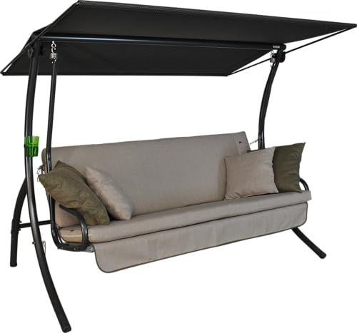 Angerer Hollywoodschaukel Drift Smart – Schaukel zum Sitzen, Liegen & Entspannen, inkl. Bett-Funktion, einfache Montage, Made in Germany, hochwertiger Stoff, Beige