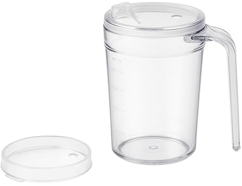 HOMECRAFT Shatterproof Beaker for Elderly & Adults Clear Mug with Lid – 400ml – Lightweight, Non-Spill Drinking Cup for Weak Grip – Daily Living Aid, Ideal Sippy Cup Alternative