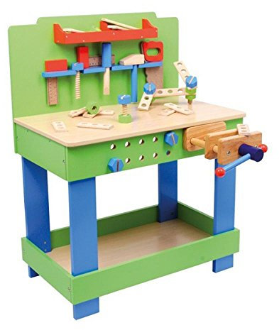 small foot 1579 Werkbank „Frederico“ aus Holz, mit Schraubstock und allerlei Zubehör und Werkzeug, ab 3 Jahren