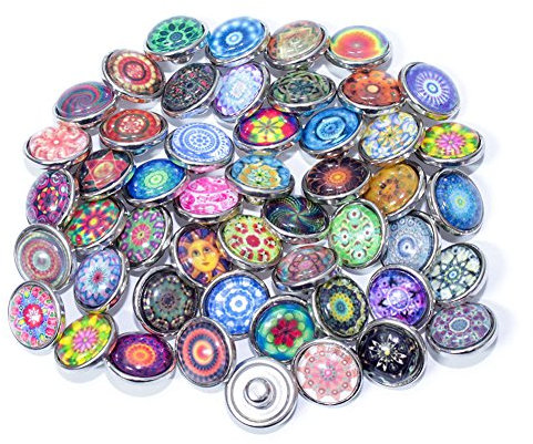 Soleebee Glas Aluminium 12mm Click Button Schmuck Charms Set 30 Stück - Exotische