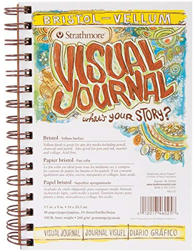Strathmore 300 Series Visual Bristol Journal, 5.5x8 Vellum, Wire Bound, 24 Sheets