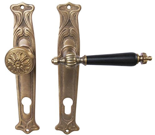Haustür Beschlag Jugendstil Messing antik #13-1b-AE-92