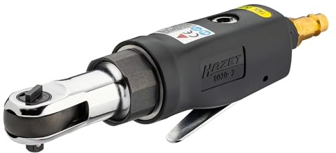 HAZET Ratschenschrauber 9020-2, 1/4 Zoll (6,3 mm) Vierkant, Vibrationsarm | Abtrieb 1/4 Zoll (6,3 mm) Vierkant massiv, Länge 179 mm, Betriebsdruck 6.3 bar, 500 g, Schalldruckpegel 83 dB(A) Lp A