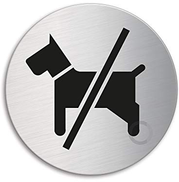 Señal pictograma en acero inox Ø 75mm No.39065 Perros prohibidos