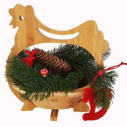 Faltkorb Korb Obstkorb Huhn Henriette Hahn Hühnchen Hähnchen Gockel, Klappkorb ca. 30 x 30 cm Faltkorb Holzkorb Untersetzer