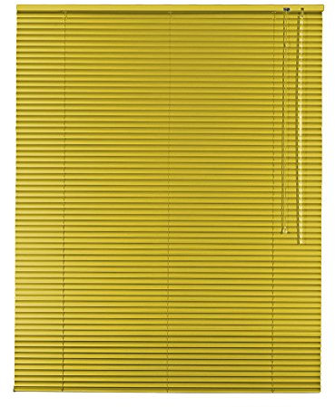 Hochwertige Klemmfix Aluminium Jalousie Rollo Alu Jalousette 180 x 175 cm / 180x175 cm in Farbe gelb inkl. 3 Stück Klemmträger/Klemmhalter Träger - Bedienseite rechts // Fensterjalousie Klemmjalousie Easy&Fix montiert
