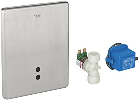 GROHE Tectron Skate - Infrarot-Elektronik für Urinal (Frontplatte 156 x 197 mm, Herstellergarantie: 5 Jahre, Spülzeit einstellbar), Edelstahl gebürstet, 37749SD0