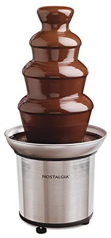 Nostalgia CFF986 32-Ounce Stainless Steel Chocolate Fondue Fountain, 2-Pound Capacity, Easy to Assemble 4 Tiers, Perfect for Nacho Cheese, BBQ Sauce, Ranch, Liqueurs