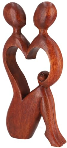 GURU SHOP Holzfigur, Statue, Deko Objekt Feng Shui 30 cm - Liebe/Dunkelbraun