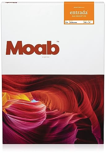 Moab Entrada Rag 100% Cotton Fine Art Archival Inkjet Paper, 2-Sided, Smooth (Hotpress) Bright White Matte, Medium Weight 190gsm, 25 Sheets (13X19)