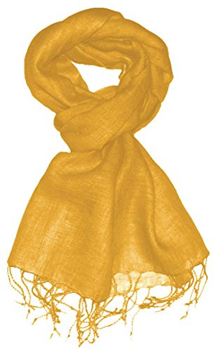 Lorenzo Cana - Herrenschal Leinenschal 100% Leinen 70 cm x 180 cm Tuch Naturfaser Gelb Senf Spicy Mustard 9326411
