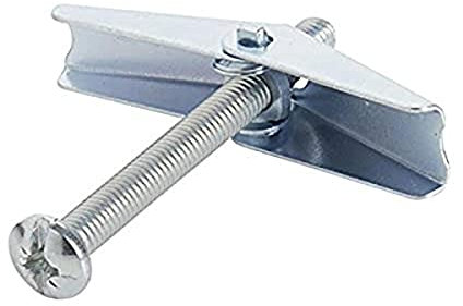 Merriway BH04752 (4 Pcs) Wing or Spring Toggle M6 x 75 mm With Machine Screw, Bright Zinc Plated - Pack of 4 Pieces