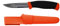 Mora-Messer, Companion, rostfreier Sandvik-Stahl 12C27, zweifarbiger Griff, neonfarbene Scheide mit Gürtelclip, mit Namensgravur