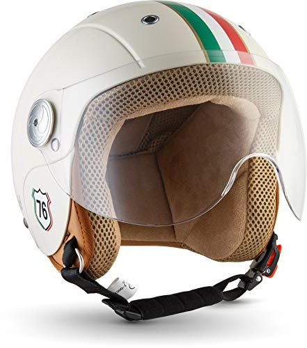 SOXON® SK-55 „Imola“ · Kinder Jet-Helm · Motorrad-Helm Kinder-Helm Roller-Helm Kids Scooter-Helm Vespa Bobber Mofa-Helm Chopper XS · ECE 22.05 Visier Schnellverschluss SlimShell Tasche XXS (49-50cm)