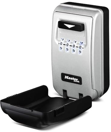 Master Lock 5425D Set Your Own Combination Wall Mount Lock Box with Light Up Dials, 6 Key Capacity, Black