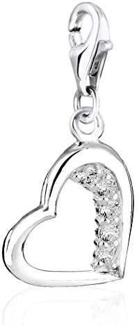 Nenalina Herz Karabiner Charm Anhänger Bettelarmband 925 Silber | Damen-Charm-Anhänger für alle gängigen Charmträger Charm-Club Clasp-Charms 925er Sterling-Silber