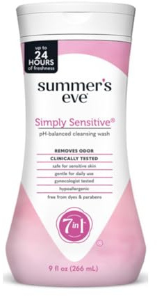 Summer's Eve Simply Sensitive Feminin rengörande tvätt, känslig hud daglig intim tvätt, tar bort lukt, pH-balanserad, allergivänlig, 2,5 dl (paket med 1)