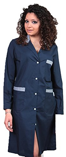 Fratelliditalia Blouse de travail bicolore, pour femme, pour nettoyage domestique, ouvrière, opératrice production alimentaire M bleu