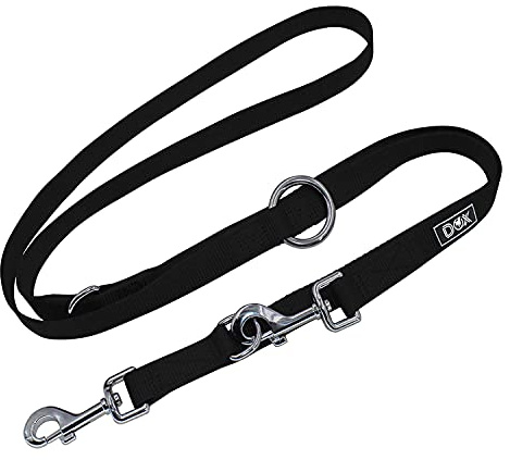 Nylon Hundeleine - DDOXX 2m, 3fach Verstellbare Hundeleine für Alle Hundegrößen - M, Schwarz