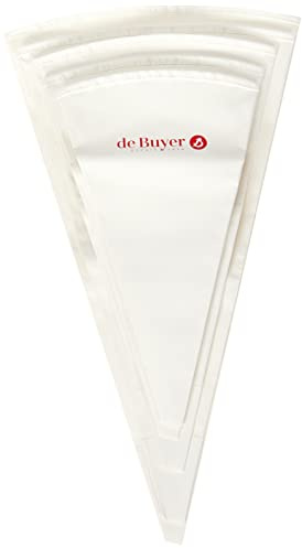 De Buyer - Lot : 5 poches pâtissières en coton revêtu - Longueur 30, 35, 40, 45 et 50 cm -, Blanc