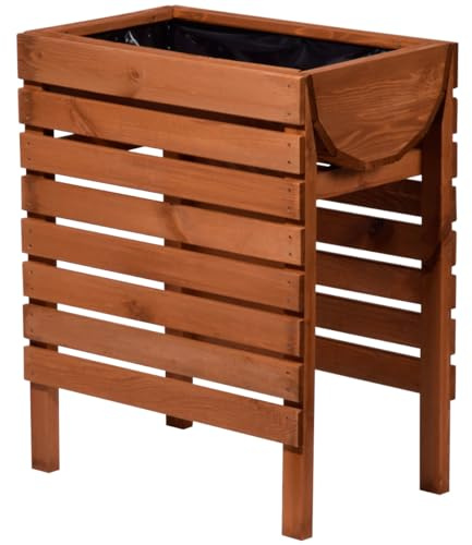 dobar® Hochbeet Bausatz Gr. L inkl. Pflanzfolie - Erhöhtes Salatbeet Massivholz 2 Pflanzkästen - 70 x 45 x 71 cm - Braun