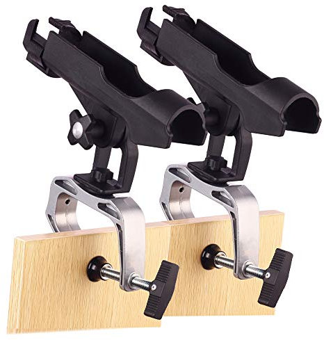 HiUmi Angeln Boot Ruten Halter mit großer Klemme Öffnung 360 ° verstellbar Angel Racks Falten Halterung, 1pack