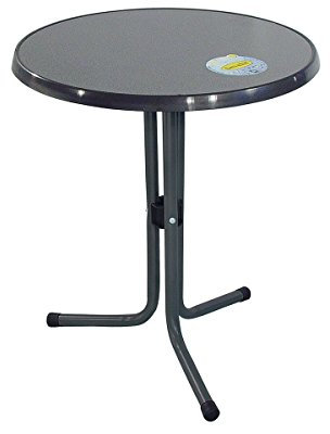 greemotion Bistrotisch in Schwarz, runder Balkontisch mit Metall-Dreibein, Beistelltisch mit witterungsbeständiger Sevelitplatte, wetterfester Gartentisch dank pulverbeschichtetem Stahlrohrgestell