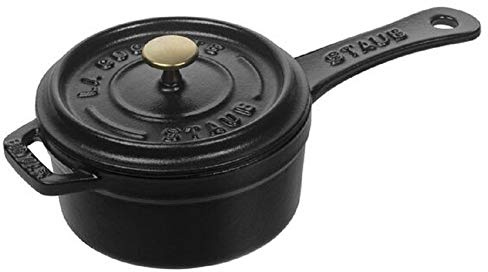 STAUB Mini Stieltopf/Kasserolle, 10 cm, 0,25 L, aus Gusseisen, für alle Herdarten, Schwarz