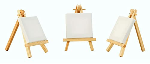 Geschenkestadl Mini-Leinwand auf Keilrahmen mit Holzstaffelei im 10er-Set