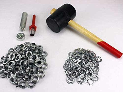 Profi Hammer Ösenset 16mm +100 Ösen verzinkt DIN7332 Locheisen Ösenwerkzeug