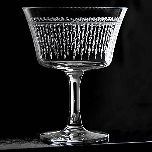 Urban Bar Champagne Glass Coupe Fizz 1920, Cocktail Saucer, Lead Free Crystal with Vintage Etching 20cl Model No UB800-3