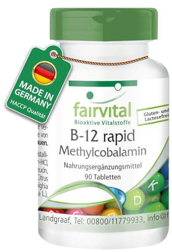 Fairvital | B-12 Methylcobalamin - 90 Tabletten - VEGAN - rasche Aufnahme über die Mundschleimhaut