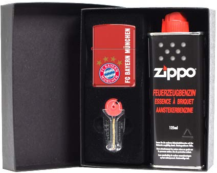 Zippo briquet motif fC bayern de munich rouge mat avec coffret cadeau