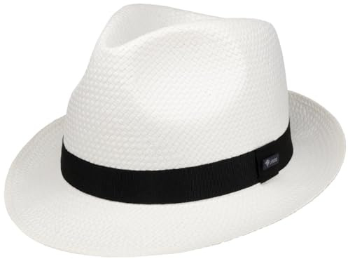 Lipodo White City Trilby Hut aus 100% Papierstroh Made in Italy Damen und Herren Frühling Sommer