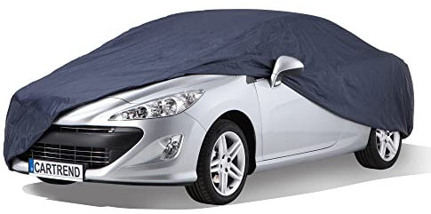 cartrend Vollgarage New Generation, Auto Abdeckplane, wetterfeste, waschbare Abdeckung, Polyester blau, mit Aufbewahrungstasche, Größe M, M: 472 x 203 x 159 cm