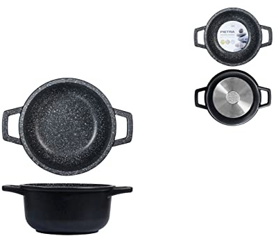 Home Pietra Casseruola Antiaderente con 2 Manici, Pietra, Nero, 16 cm