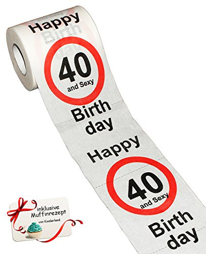 alles-meine.de GmbH 3 Rollen Toilettenpapier - 40. Geburtstag/vierzig und Sexy - Happy Birthday - 28 m - Verkehrsschild - WC Klopapier Klopapier - lustig Klorolle große R..
