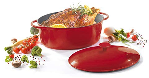 Karl Krüger 77034 Vulcan Eisenguss-Gänsebräter, Gusseisen, rot / schwarz, 2