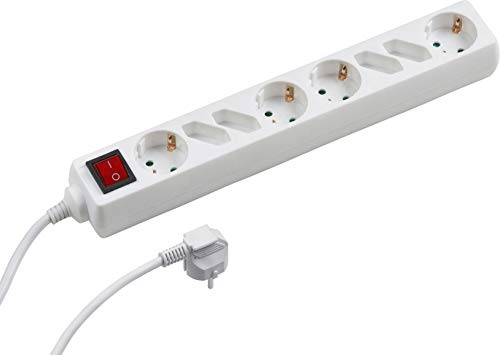 Meister Steckdosenleiste 8-fach – weiß – 1,4 m Kabel – Schalter | Schuko + Euro – Kunststoffleitung – IP20 Innenbereich – Steckerleiste – Mehrfachsteckdose – Tischsteckdose