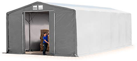Lagerzelt Zelthalle Weidezelt 8x12x4 m mit Schiebetor - robuste PRIMEtex PVC Plane 2300 N - Wasserdicht mit OBERLICHT