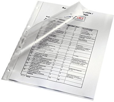 LEITZ Prospekthüllen 4784, DIN A4, oben/Lochseite, 100 Stück, durchgehend gelocht