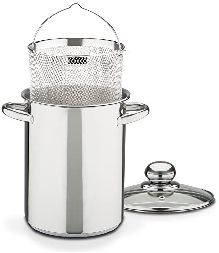GSW Spargeltopf – hochwertiger Topf mit Einsatz-Sieb und Glasdeckel, ideal zum Kochen von Spargel, Pasta und Gemüse, auch für Induktion – Edelstahl, rostfrei, 4,2 Liter, Silber