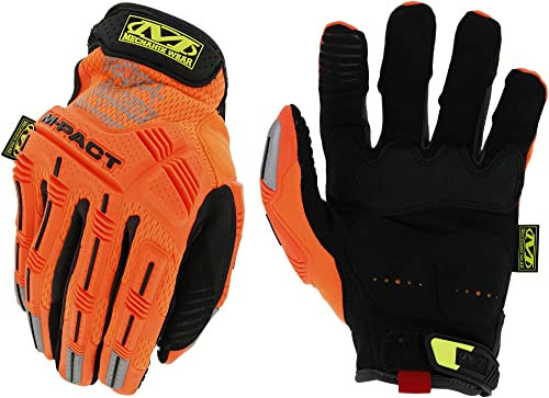 Mechanix Wear: Hi-Viz M-Pact Work Gloves - Touch Capable, Impact Protection, Absorbs Vibration (XX-Large, Fluorescent Orange)