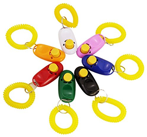 Bestland 7 Farben-Knopf Hunde Clicker mit Handgelenkband für Clicker Training