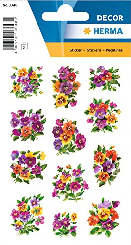 HERMA Lot de 24 autocollants violets pailletés - Motif fleurs - Avec motif de plantes - Étiquettes enfants pour album photo, agenda, album de poésie, scrapbooking, décoration d'anniversaire, lettres